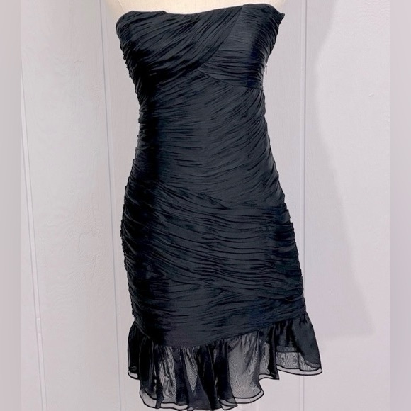 Halston Heritage - Zoe Black Strapless Silk Cocktail Party Dress - Sz 2 - NWOT - Picture 2 of 11